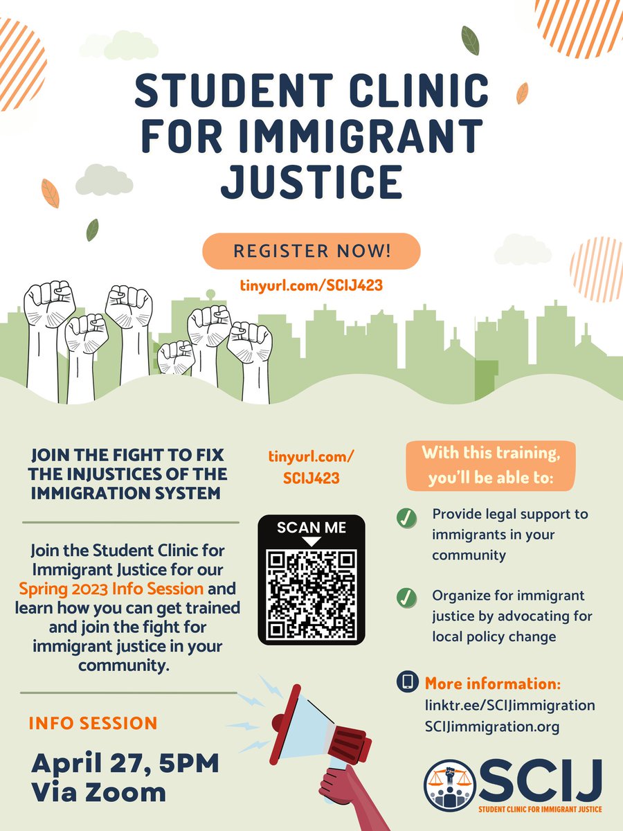 🚨Info Session Alert!🚨 Join us on Thursday, April 27th at 5PM EST via Zoom to learn more about SCIJ and how you can get involved next semester! Registration link below