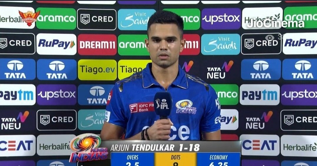 ArjunTendulkarF's tweet photo. First Ipl Speech, ProudMoment 
#ArjunTendulkar
#ArjunArjun
#MIvsSRH #SRHvsMI 
@mipaltan @IPL https://t.co/1LnHMCO5Jr