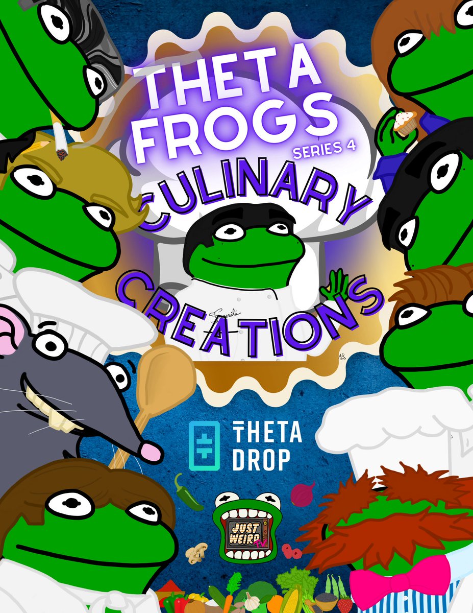 THETAFROGS's tweet photo. The frogs have been very busy in the kitchen, and soon will be ready to unleash their culinary creations on the world!  🐸🧑‍🍳

🌟Coming to @ThetaDrop this 28 April 2023!🌟

See below for more info!
(1/2)

#NFT #NFTs #ThetaDrop #NFTCommunity https://t.co/kVIxpyF0wg