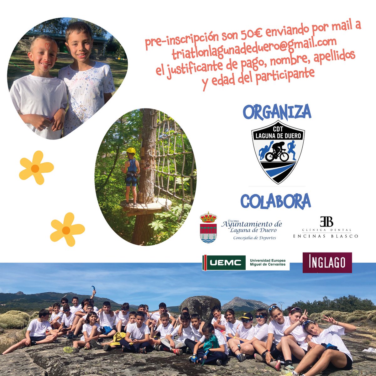 TriLaguna's tweet photo. ⭕IV CAMPAMENTO DE VERANO DE TRIATLÓN PARA MENORES

📣Un año más, desde el @TriLaguna es un orgullo presentar nuestro campamento de verano de Triatlón para menores

📍Alcalá de Moncayo (Zaragoza)
📆Del 26 al 30 de junio de 2023
🚻De 7 a 12 años https://t.co/L9pVn7cBxG