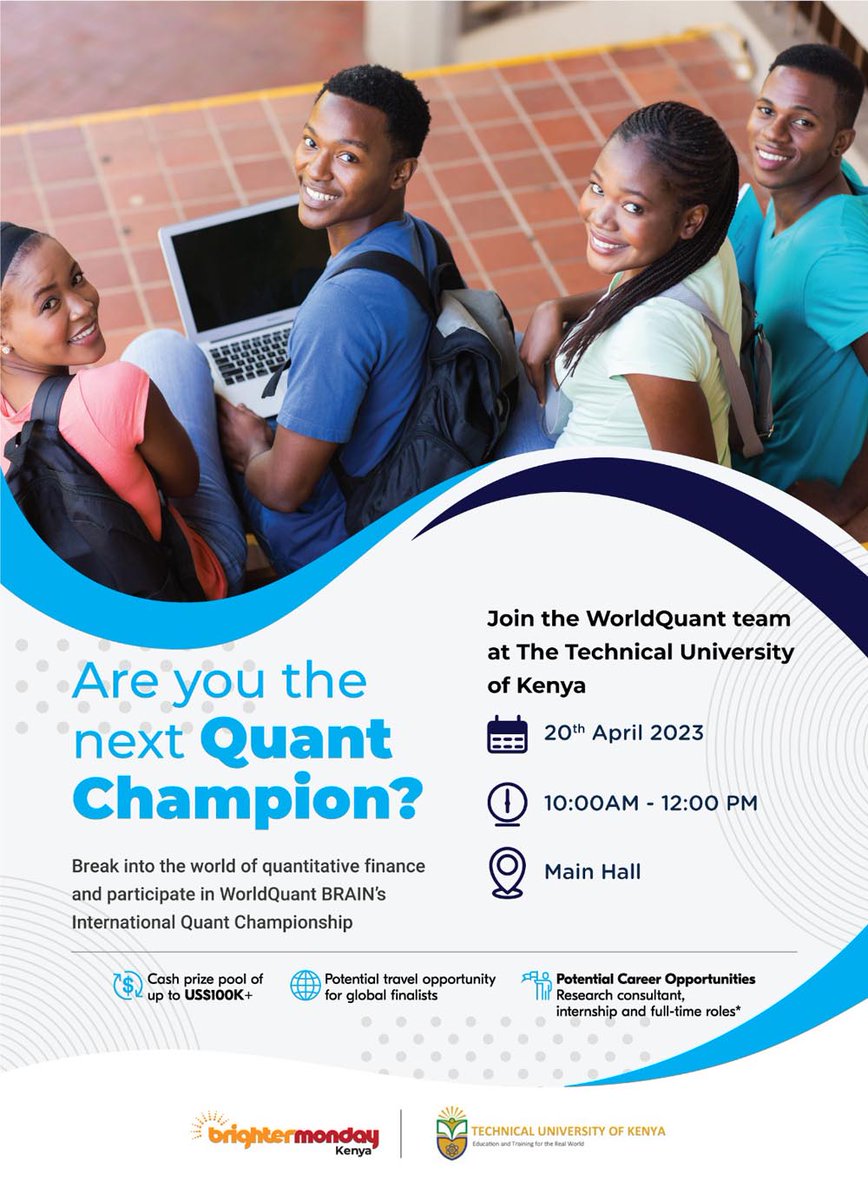 Do you want to get a career opportunity and travel around the world? Do you want to compete for a cash prize of up to 10M Kes? WorldQuant, a US-based quantitative asset management firm, is offering opportunities for individuals in the STEM system.

facebook.com/plugins/post.p…