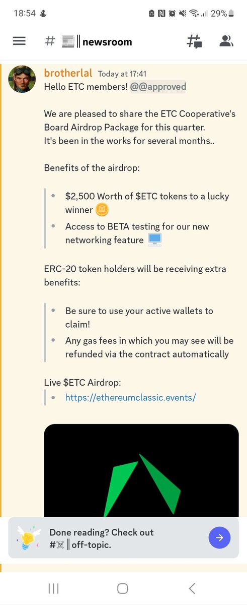 URGENT - An admin account on the ETC Community Discord has been compromised and a fake airdrop announced.  DO NOT follow the link.

Please DO NOT use the Community Discord until this compromise is resolved.

Coordination happening at (safe) Coop Discord:
discord.gg/5wDyd6u6pU