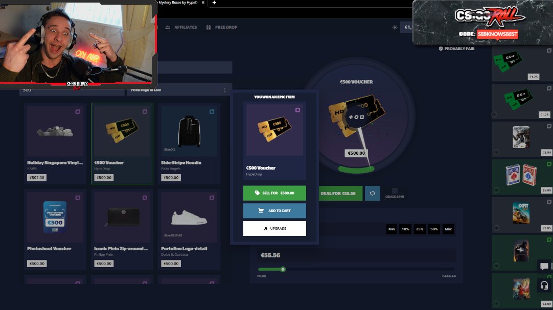 Sebknowsbest's tweet photo. First Win on New Upgrader 😎@HypeDrop https://t.co/zfIIJSBxHS