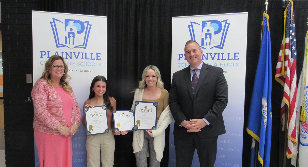 PlvComSchools's tweet photo. Congrats to our April PCS All Stars: Unified Sports Coaches Mikayla Wells &amp; Kelly Hickey, and Champion Cheerleading Coaches Therian May &amp; Isabella Donahue! @superlepages  @KellyHickeyPHS  #WeArePlainville #PCSAllStars https://t.co/b7WNCBLQFG