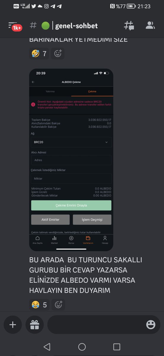 - Sen önce sattığın 1 milyar Albedo'nun hesabını ver discort'ta onu anlat düşkün!
- KK Cüzdanını da bu yüzden paylaşamıyorsun bilmiyormuyuz çatır çatır satıyorsun,
- Dün açıklayacağım dediğin haber ne oldu içinemi kaçtı @sonerdemir77
- Senin yalanlarını s!keyim ben