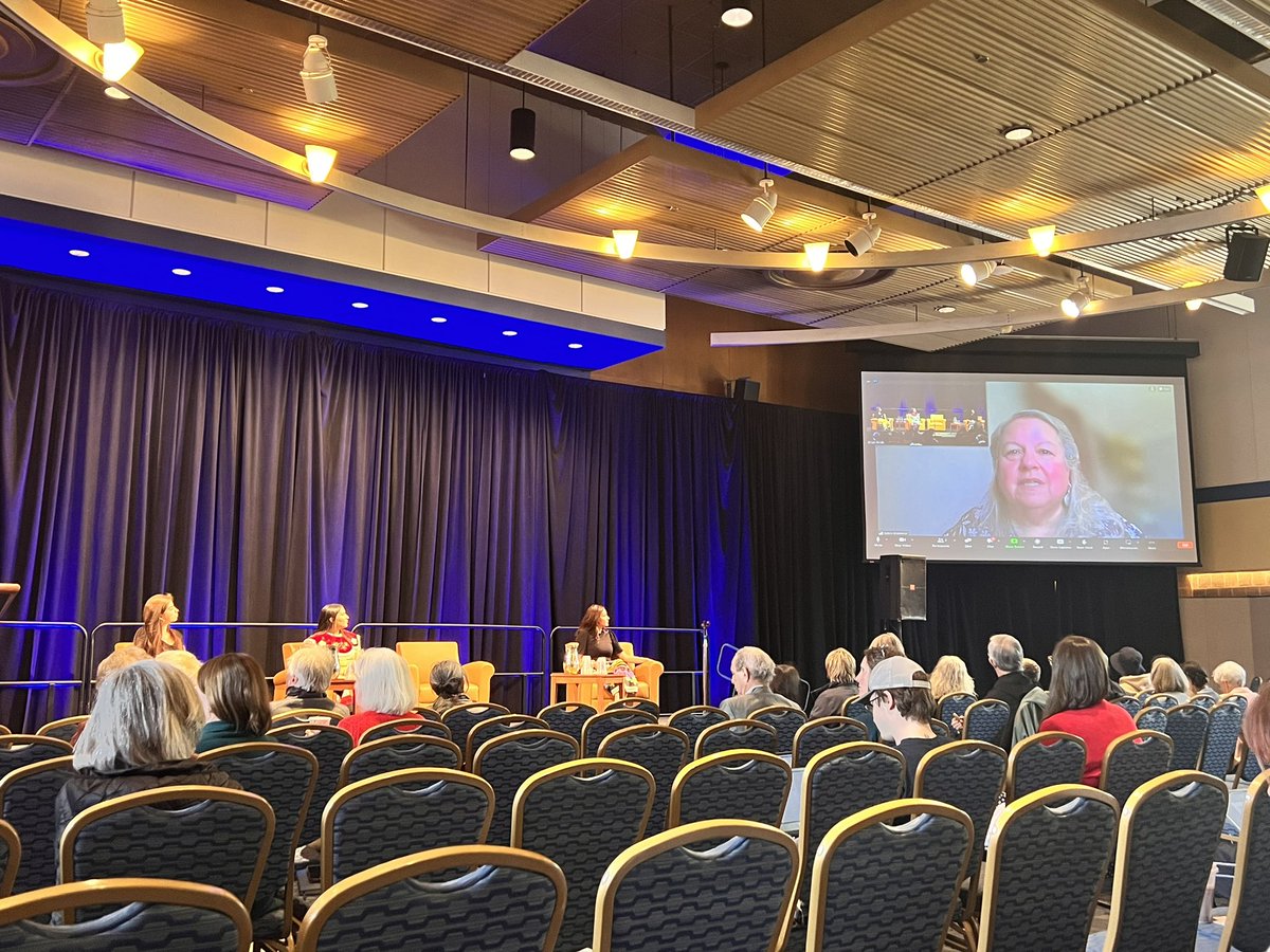 Panel 5: Healing the Land, Ending Poverty Through Kincentric Wisdom and Indigenous Storytelling with Robin Wall Kimmerer, Melina Laboucan-Massimo, Yanenowi Logan, Meg Martin. We are blessed to be their presence.