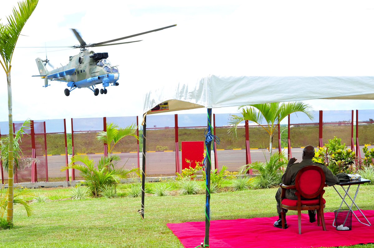 KagutaMuseveni's tweet photo. I am glad to have commissioned the first overhauled MI-24 helicopter at the Nakasongola facility.

This is another example of our excellent and longstanding relations with Russia, based on a convergence of interests that continue to bear logical dividend for Africa and Russia. 

I thank the Russian government for not objecting to our cooperation but supporting it. I also thank NEC & Luwero Industries for enthusiastically taking advantage of this good will and building this capacity.