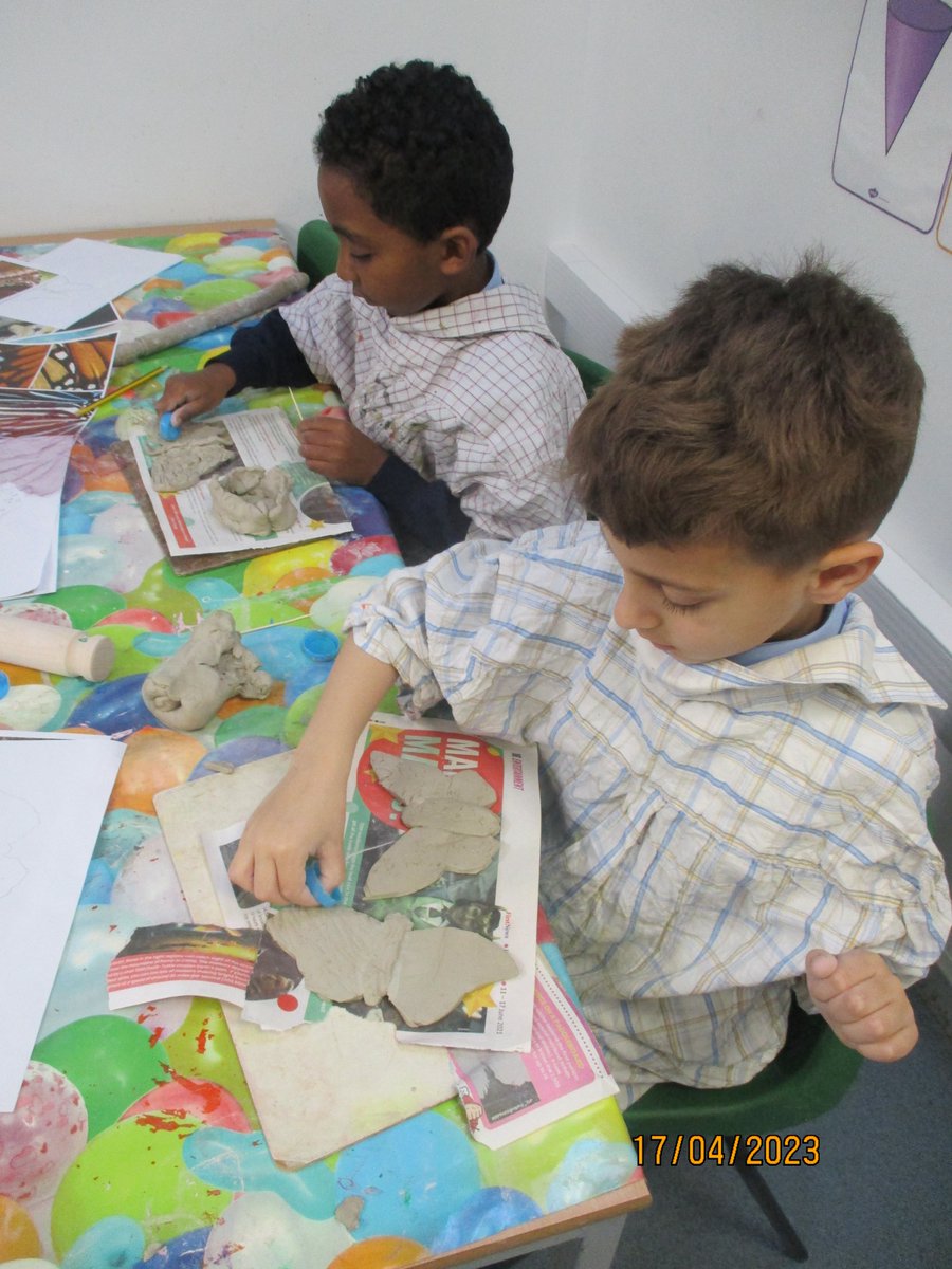 Year 1 - making butterfly ceramic sculptures.
