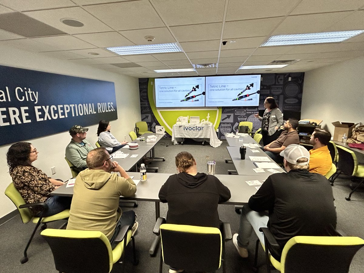 DentalCityInc's tweet photo. Day 2 of Dental City's Week of Learning is off to an exciting start with @ivoclar! 📝

They're sharing restorative product insights with our account managers, enhancing their knowledge to offer better solutions to customers.

#dentalcity #ivoclar #WeekofLearning https://t.co/IeFuZhkz07
