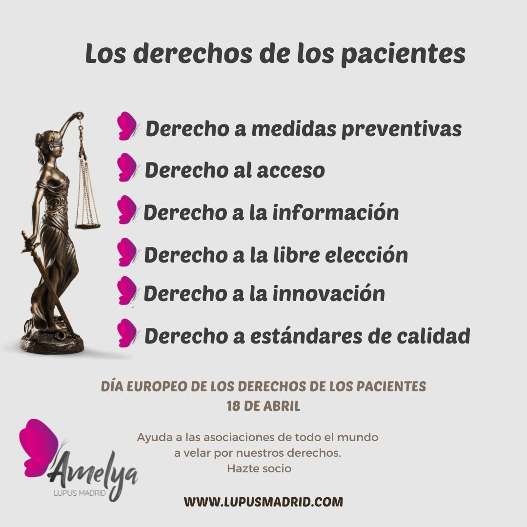 LupusMadrid's tweet photo. 🙋‍♀️ Las asociaciones d pacientes d todo el🌍 trabajamos a diario por garantizar la salvaguarda d los derechos d los pacientes.

⚠️ Si alguno d ellos es vulnerado, contacta con tu asociación
#DíaEuropeoDerechosPacientes #DíaEuropeoDeLosDerechosDeLosPacientes https://t.co/0YP8F3nZLU https://t.co/vcpKm8ZVpN