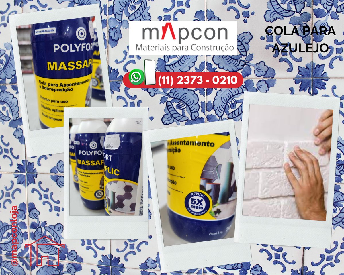 Mapconlloja's tweet photo. *COLA PARA AZULEJO*
Ideal para assentamento e sobreposição de azulejos, cerâmicas, ladrilhos, pastilhas e pedras.

🚨https://t.co/yytTP4napf
📝 Google Maps - https://t.co/4Whjc7pylr https://t.co/Kt8fEUu4Su