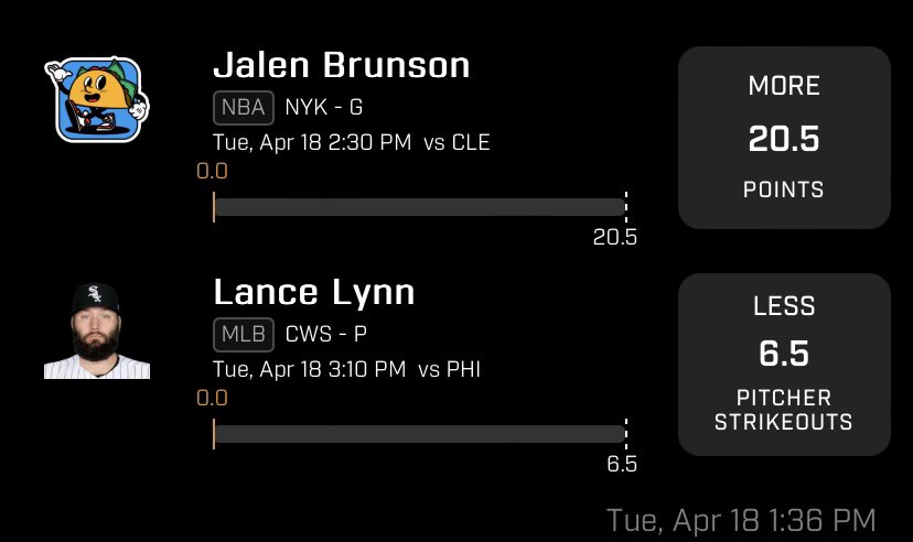 Here are my taco picks for the Brunson taco! Again, close to 0 value on PrizePicks lately, but trying my best for you guys. Like if tailing!