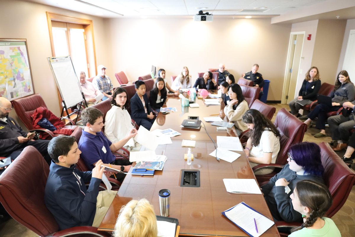 NorthbrookGOV's tweet photo. Yesterday was Student Government Day at Village Hall. After shadowing Village staff and board members during the day, students held a mock board meeting to decide how to solve an issue related to Hoop Houses in Northbrook. We are so proud of our young residents! #ThriveHere https://t.co/tkAsin0Uw2
