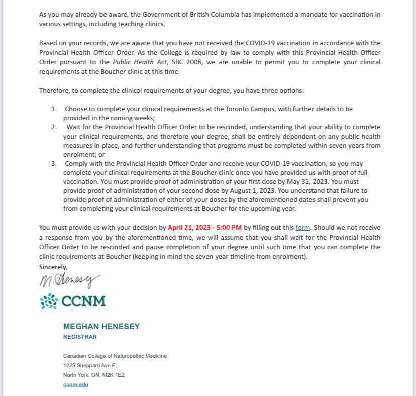 BCHCCollab's tweet photo. How is this reality in April ‘23 in a BC NATUROPATHIC program? Is the science different in TO? 

Please express your profound disgust with the cruel/unscientific measures by @BoucherInst @adriandix @bcndp &amp; BH

#bcpoli #keeppoliticsoutofhealthcare 
@jordanbpeterson @elonmusk https://t.co/76iWV5L7GA