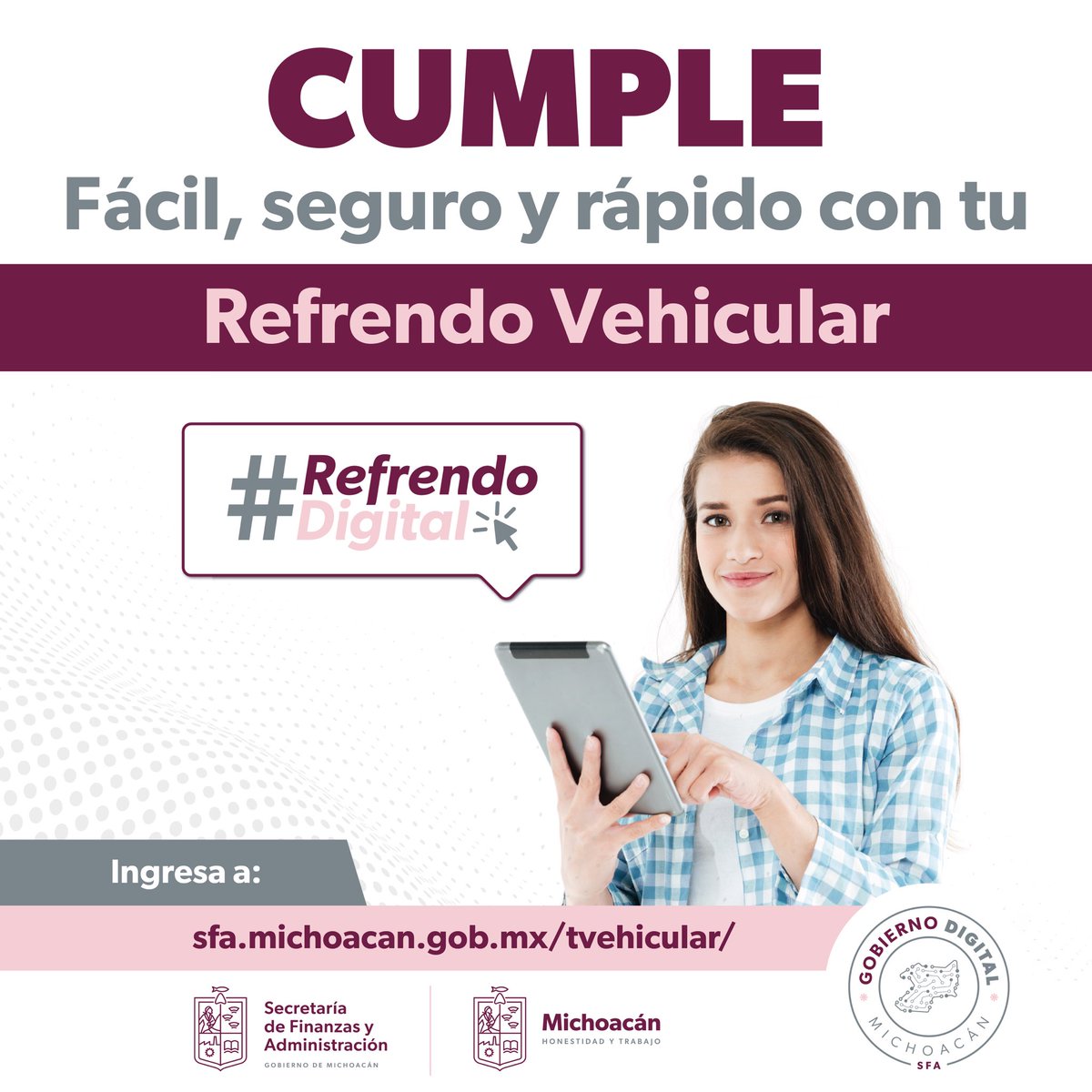GobMichoacan's tweet photo. ¡Tramitar tu refrendo vehicular en línea es muy fácil! Ingresa a 👉🏼 https://t.co/wtZPBFxhHI y evita largas filas.
¡Recuerda que tienes hasta el 30 de abril para pagar sin multas ni recargos! #RefrendoDigital https://t.co/Qqe8d9Gnjp