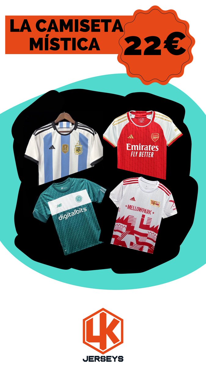 4kJerseys's tweet photo. 🔥Os traemos las CAMISETAS MÍSTICAS. Un formato en el que solo nos dices la talla, y la suerte decidirá por ti la camiseta que te llegue🔥

🤯Si eres un amante del fútbol y las camisetas APROVECHA nuestra oferta y no te quedes sin probar la suerte🤯 https://t.co/PMAcaGx38c