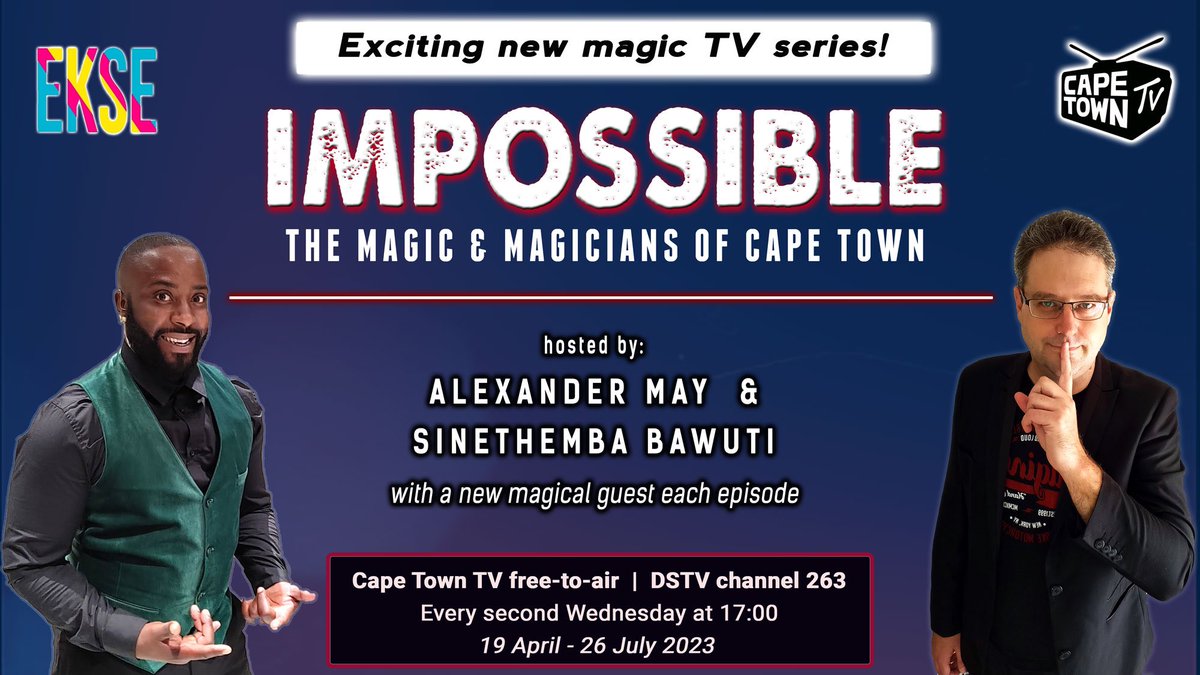 Tomorrow at 5pm April 19- first episode in magic series Impossible on <a href="/capetowntv/">Cape Town TV</a> <a href="/EKSE_LIVE/">Ekse Live</a> free or access on  <a href="/DStv/">DStv</a> 263. 
#VR #Magic 

Details here: 
thecaperobyn.co.za/magic-news-new…