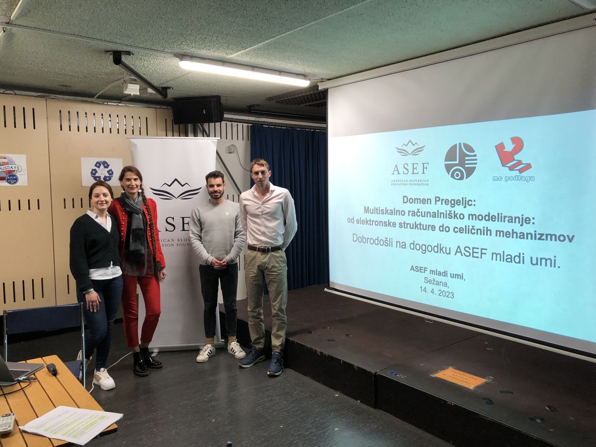 InfoAsef's tweet photo. Aprilsko #ASEFmladiumi predavanje je #ASEF organiziral v sodelovanju z #MCpodlaga in #ŠKS v Sežani. Predaval je #AJF 𝗗𝗼𝗺𝗲𝗻 𝗣𝗿𝗲𝗴𝗲𝗹𝗷𝗰, ki je predstavil osnove integrativne strukturne biologije in multiskalnega računalniškega modeliranja.
Več: https://t.co/mdHPji7YOb https://t.co/phd5p78nqv
