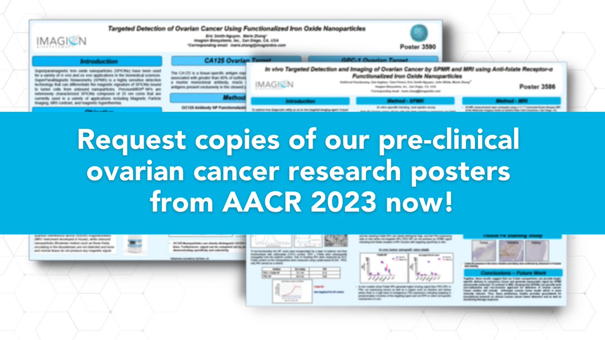 imagionbio's tweet photo. Our two scientific posters related to the advancements in our ovarian cancer detection program were presented at the #AACR23 meeting today and are now available for download. Get access here: https://t.co/Jg7u9RJhHr
#OvarianCancer #Medicalmaging $IBX https://t.co/L7rkwYCUJL