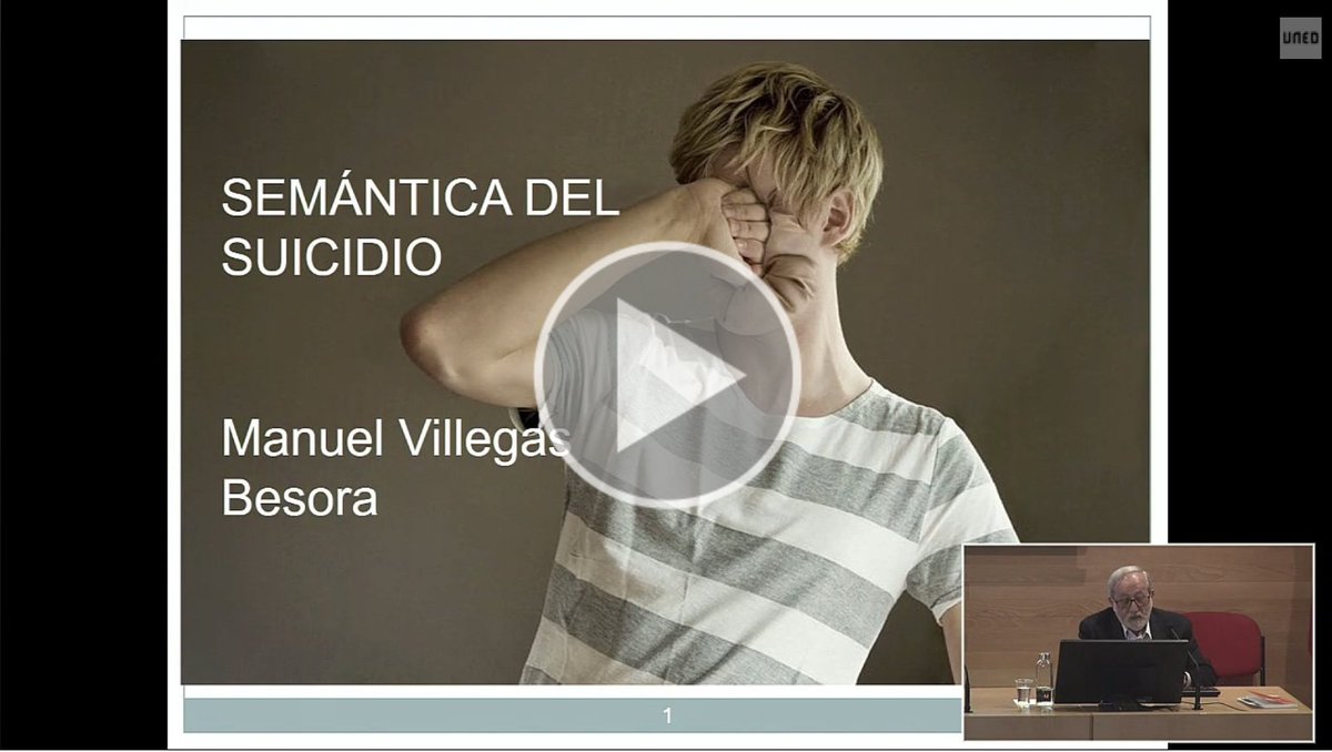 RPsicoterapia's tweet photo. Vídeo de la conferencia "Semántica del suicidio"
Manuel Villegas, 17-4-2023, Facultad de Psicología, UNED.
https://t.co/uBiS6oluG3 #suicidio #SuicidePrevention #psicoterapia #psicologiaclinica @CanalUNED @UNED https://t.co/ACJ85R8rLe