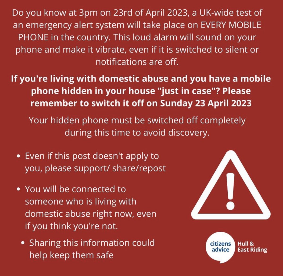 I had never even considered this but this warning could literally save somebody from horrible consequences.