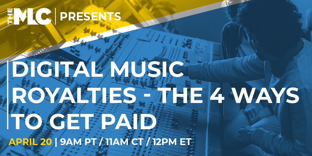 MLC_US's tweet photo. When music is used on digital music services,more than 1 type of royalty is generated. Join us 4/20 for a breakdown of the digital music landscape,we’ll explain the different rights involved & royalties due to creators of #musicalworks & #soundrecordings.
https://t.co/aRo2HkmQXc https://t.co/Pl3EJWXW35