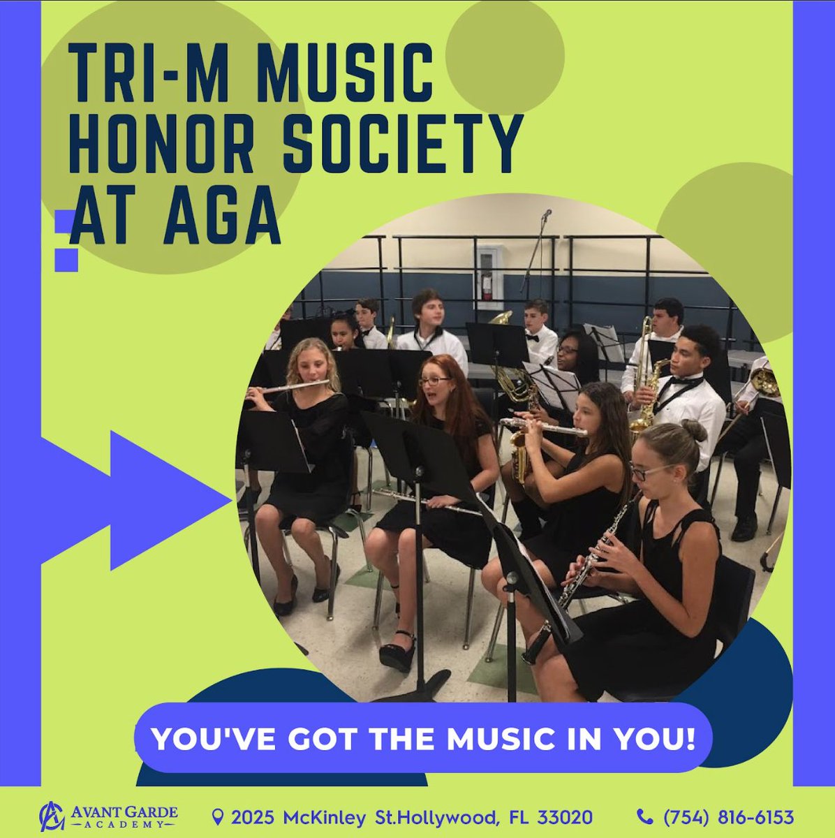 AGABrowardFL's tweet photo. Among our student organizations, Tri-M Music Honor Society's purpose is to inspire music participation and promote leadership in the musicians of Avant Garde Academy.

Enroll today at https://t.co/p3C86SZeo4 https://t.co/rez5uLBCSu