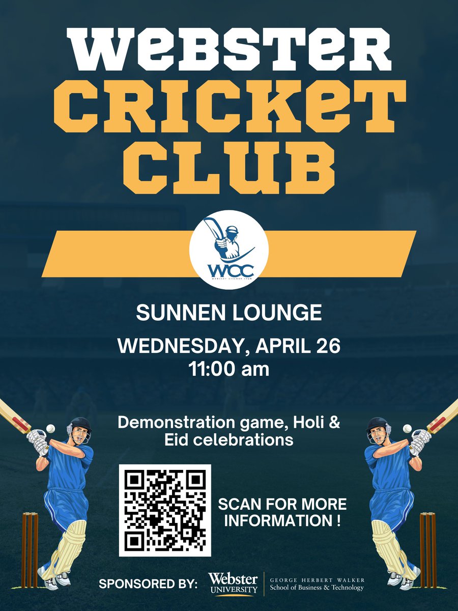 WebsterCIPD's tweet image. Webster University is launching Webster Cricket Club.