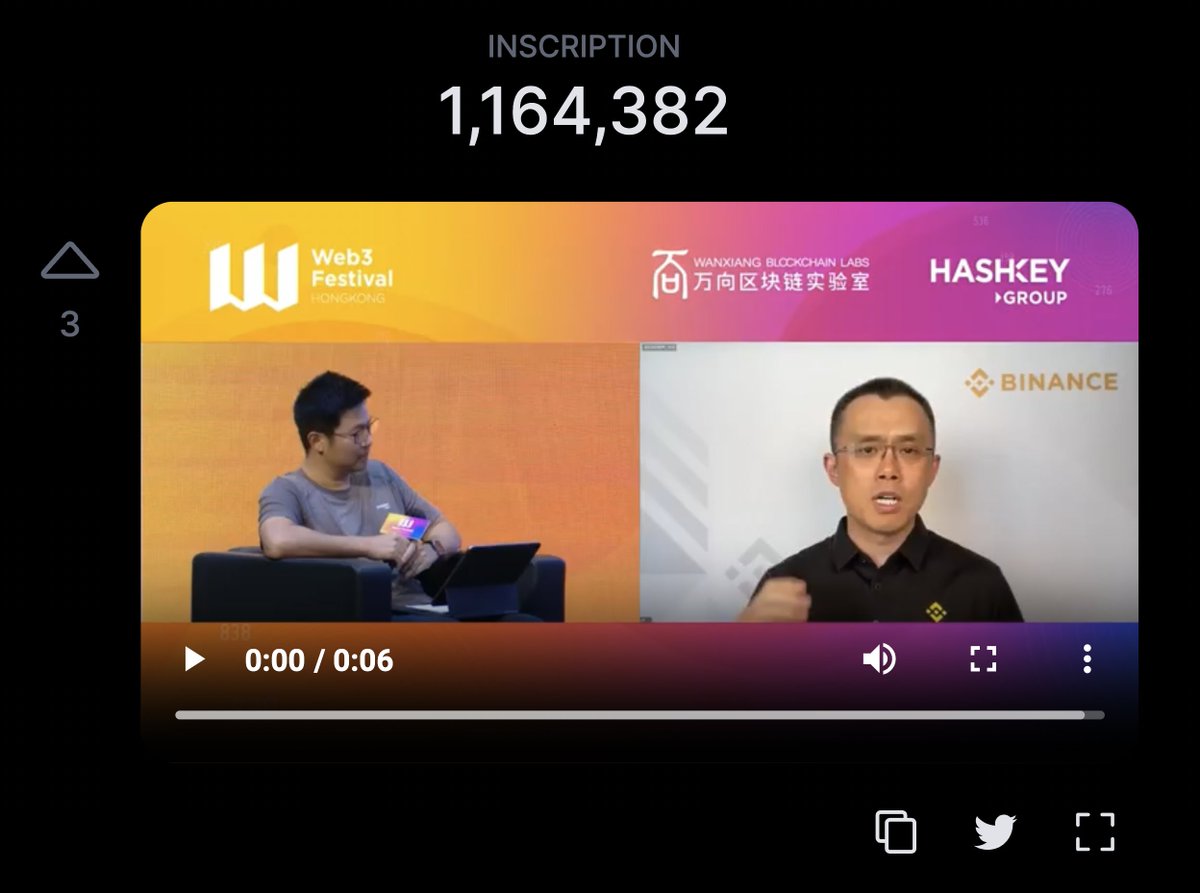 LeonidasNFT's tweet photo. I just inscribed the video of @cz_binance talking about ordinals into the most immutable database on planet earth.

NFTs in Bitcoin!

Check it out 👉 https://t.co/9xrxzROQ0V https://t.co/C03e43c2sS
