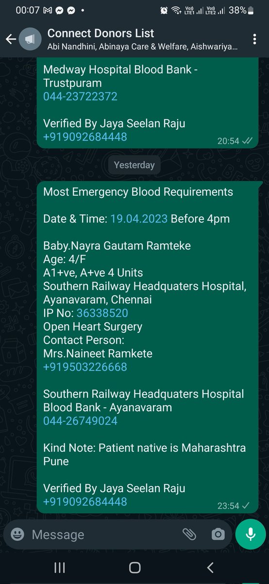 Iam_jsr1830's tweet photo. #emergency #BloodDonation 
#volunteers 
Baby.Nayra Gautam Ramteke
4yrs/F Open Heart Surgery at Railway Headquaters Hospital Ayanavaram, Chennai
A+ve 4 Units Date:19.04.2023 before 4pm Mob: +919503226668
@BloodAid
@bloodconnectorg @BloodDonorsIn 
@Blood4Help 
@Blood_Donors_in https://t.co/5TLuXUBcGV