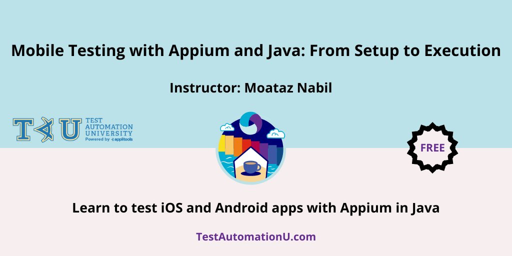 TestAutomationU's tweet photo. Our #Java course on #MobileAutomation using #Appium has been split into 2️⃣ parts! Join @Moatazeldebsy and get started with #UITesting for Mobile using #Appium and @Java. 

Start learning ⤵️ 

https://t.co/jpOnM0ngsq https://t.co/06NkcL6Oak