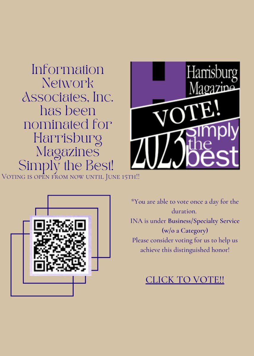 INASecurity's tweet photo. It's an honor to be nominated; please vote for our company for Simply the Best 2023! https://t.co/HffakYbjDL