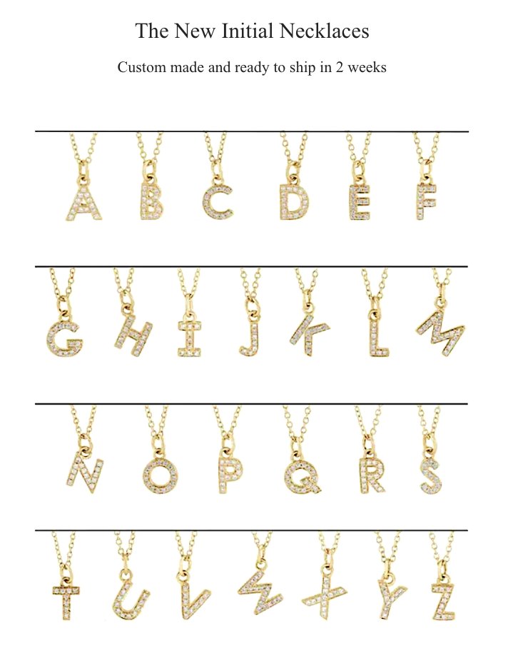 The New Initial Necklaces

Each necklace is made to order and takes 2 weeks from date of order placed. Perfect for gifting and matching with your loved ones.
For inquiries contact us info@hestiajewels.com

hestiajewels.com/search?q=initi…