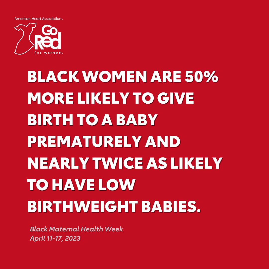 Did you know black women are 50% more likely to give birth to a baby prematurely and nearly twice as likely to have low birthweight babies? #BlackMaternalHealthWeek