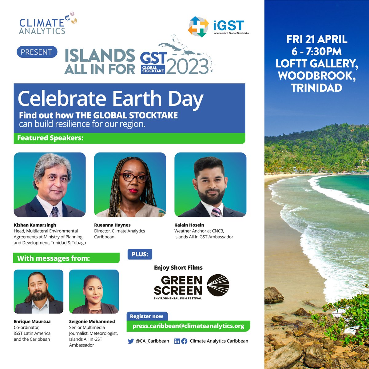 CA_Caribbean's tweet photo. Join us for an (early😄) Earth Day commemoration!

Find out:
✅insights into the #GlobalStocktake, how we can raise #ambition to uplift our #islands
✅what the #climatecrisis is costing the #Caribbean
✅how 🇹🇹 is amping up #climateaction 

Register now:

https://t.co/gUKz75DTJP https://t.co/ub0yTJcpmP