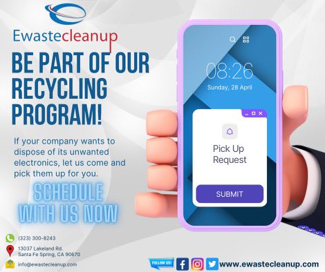 EwasteCleanup's tweet photo. Ewaste Cleanup is among the top-notch ewaste cleanup or recycling companies in Southern California.
If you want to get rid of your unwanted electronics, then let us come and pick them up for you. You can be assured that we will destroy your data at our end.
Contact us https://t.co/6hWSz03ITv