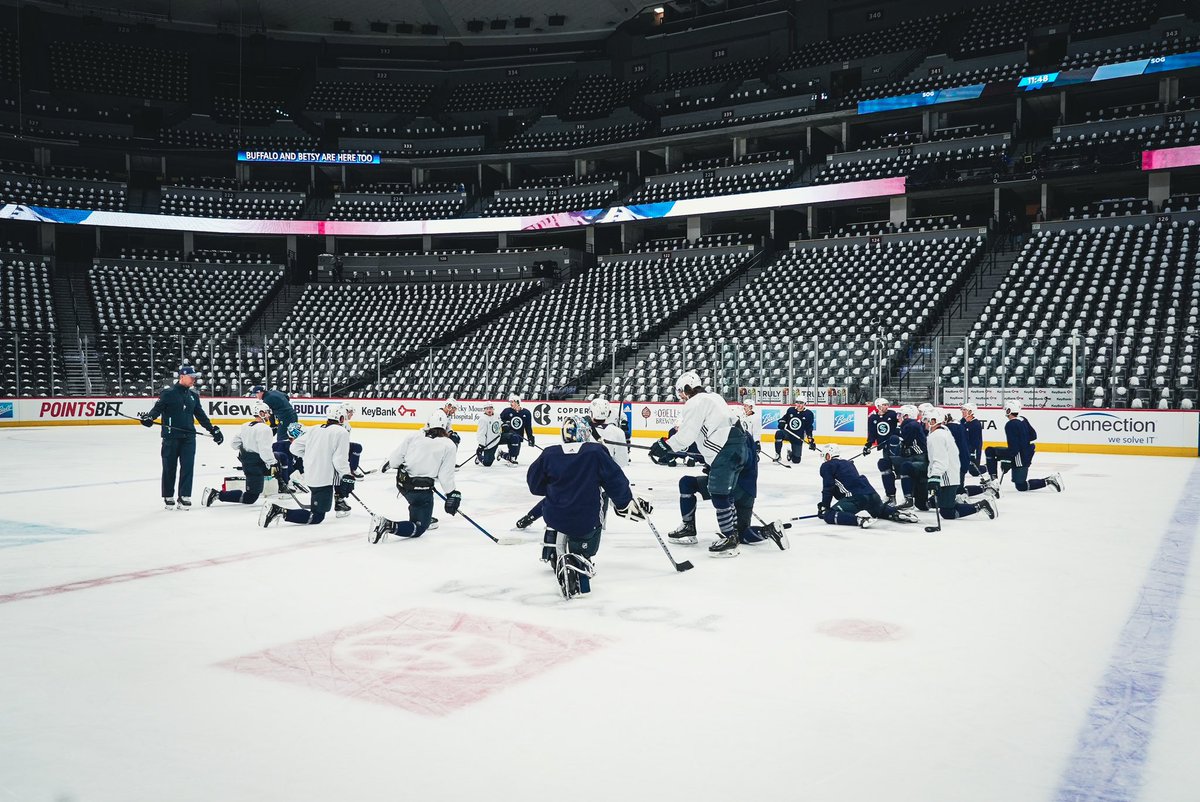 SeattleKraken's tweet photo. first morning skate of the post-season. https://t.co/FKMBjnACst