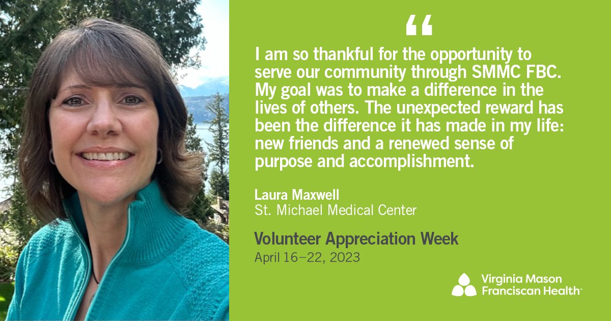 VMFHealth's tweet photo. In honor of #VolunteerApperciationWeek, meet Laura Maxwell, volunteer at St. Michael Medical Center in Silverdale. Thank you, Laura, for all that you do in giving back to our community! https://t.co/nON0WURy45
