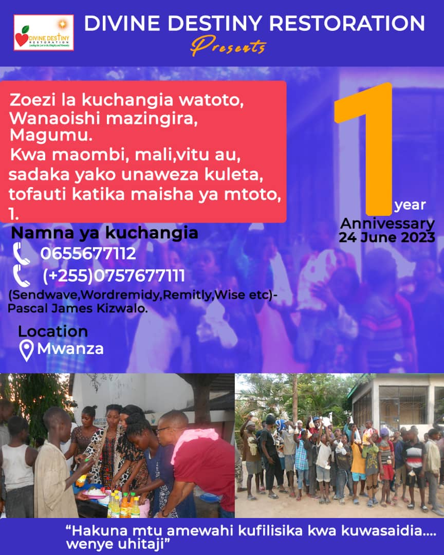 destinyrestore1's tweet photo. Join us coming 24th JUNE TO TUNEIN Event... Reaching the homeless children and vulnerable with the glorious Gospel, sanitaires provision, feeding and leading them back to the cross and home reuniting with family.
Email:destinyrestorationpg17@gmail.com
WhatsApp+255757677111 https://t.co/TSfq9Hs2zn