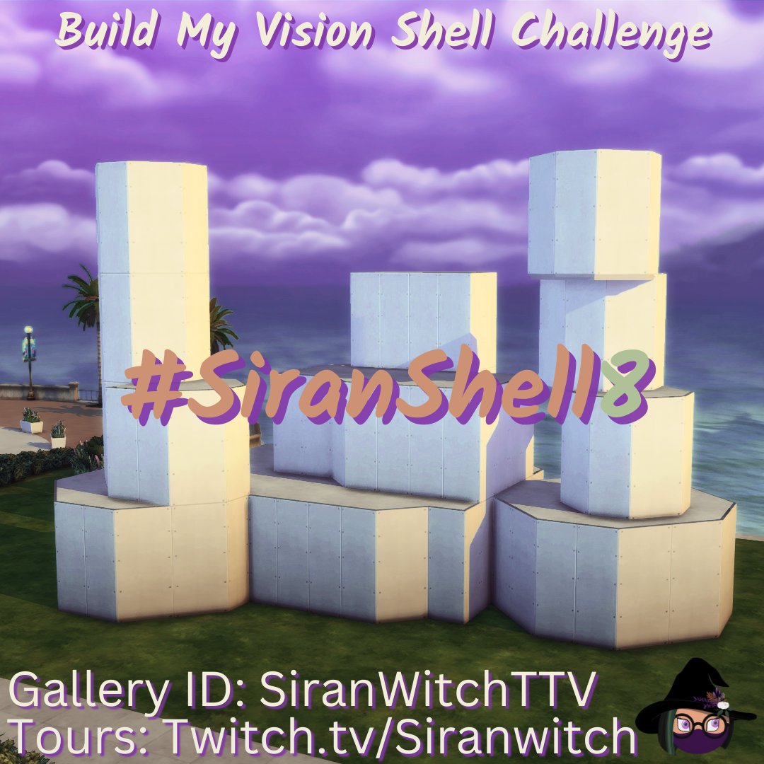 SiranWitch's tweet photo. Build My Vision Shell Challenge! Here are the rules: 
💜Download on the gallery! 
💜ID: SiranWitchTTV 
💜Upload using #SiranShell8 
💜Due: June 19th 
💜Tours: June 20th at 6 pm PDT 
https://t.co/0KoZAMfxwj 
#shellchallenge #thesims4 #sims4shellchallenge #simsshellchallenge #sims4 https://t.co/joHWIHPVOP
