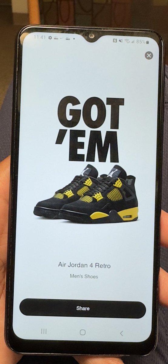 alvintruly's tweet photo. @SOLELINKS Never seen this screen before, pulled out my 3rd phone at the time on the screen like fuk’it bcuz my other ones were still pending &amp; got the dub on the time of the got’em screen🤯🤷🏾‍♂️ https://t.co/wXRkUJBMLH