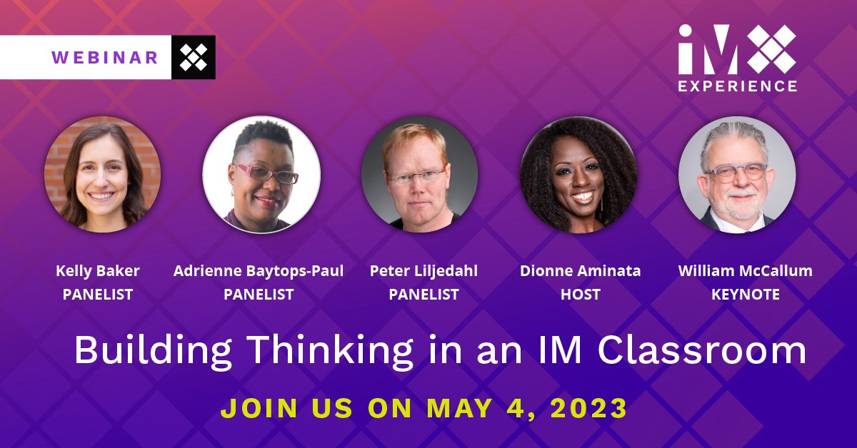 IllustrateMath's tweet photo. Ready to inspire your students to think critically and creatively? Join us for our upcoming IM webinar, "Building Thinking in an IM Classroom,” Thursday, May 4th at 11:30 am ET. Register now: https://t.co/TjQRpDQcPs
#IMxWebinar #LearnWithIM @pgliljedahl @ABPaul3 @kellymbaker83 https://t.co/66U8xnyO3y