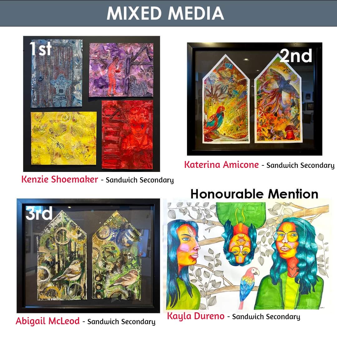 Sandwich_Sabres's tweet image. (Pt.1)🖌️🎨📸🎥🎞️Take a look at some of the Sabre artists' winning works that are on display until Sun.Apr.23rd at the Leamington Arts Centre. If you are out viewing the show make sure you select a work you like for the People's Choice award. @leamington_arts #supportlocalart