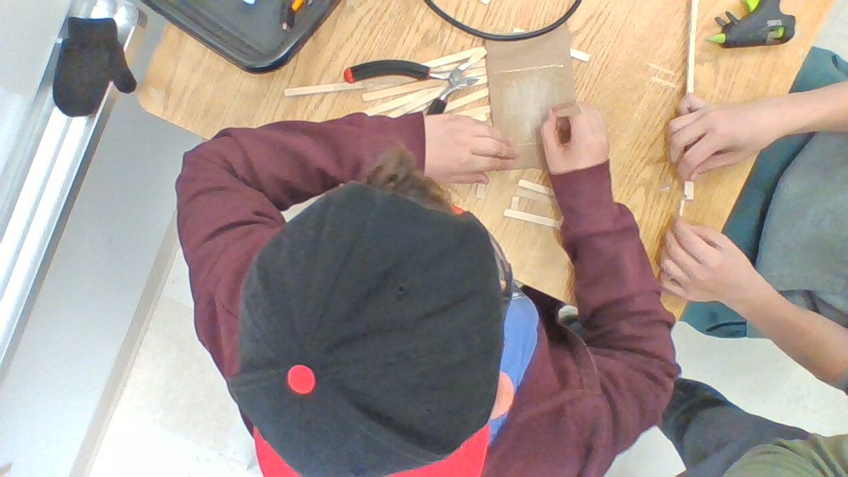 Ms. Cornwall's class are building the subfloor and joists for their scale model tiny homes. @OrchardParkPS