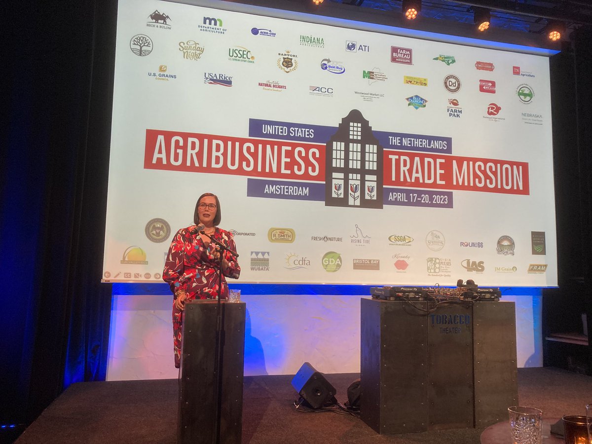 Lovely reception today <a href="/TOBACCOTheater/">TOBACCO Theater</a> to celebrate the first <a href="/USDA/">Dept. of Agriculture</a> trade mission to the #Netherlands. 🌷 Speeches by Ambassador Razdan Duggal <a href="/usambnl/">U.S. Ambassador to the Netherlands</a>, Under Secretary Taylor and our <a href="/minlnv/">Minlvvn</a> Vice Minister <a href="/glandheer/">Guido Landheer</a>. Celebrating our 🇺🇸🇳🇱 friendship, #trade and #innovation!