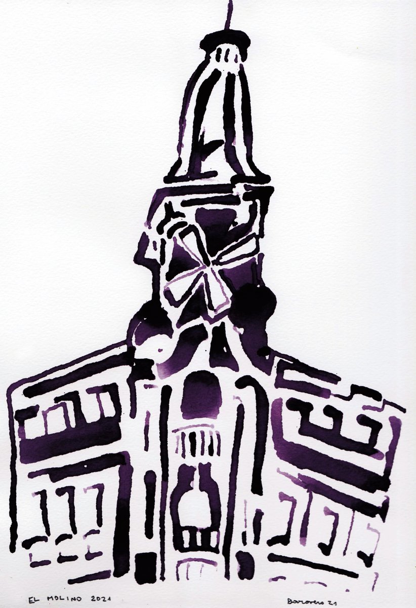 DBarovero's tweet photo. 18 de abril Día de los @monumentos_ar mi homenaje a la torre del emblemático edificio de la Confitería "El Molino", dibujo exhibido actualmente en "El Gato Negro" @monumentos_ar https://t.co/S39O89wx7y