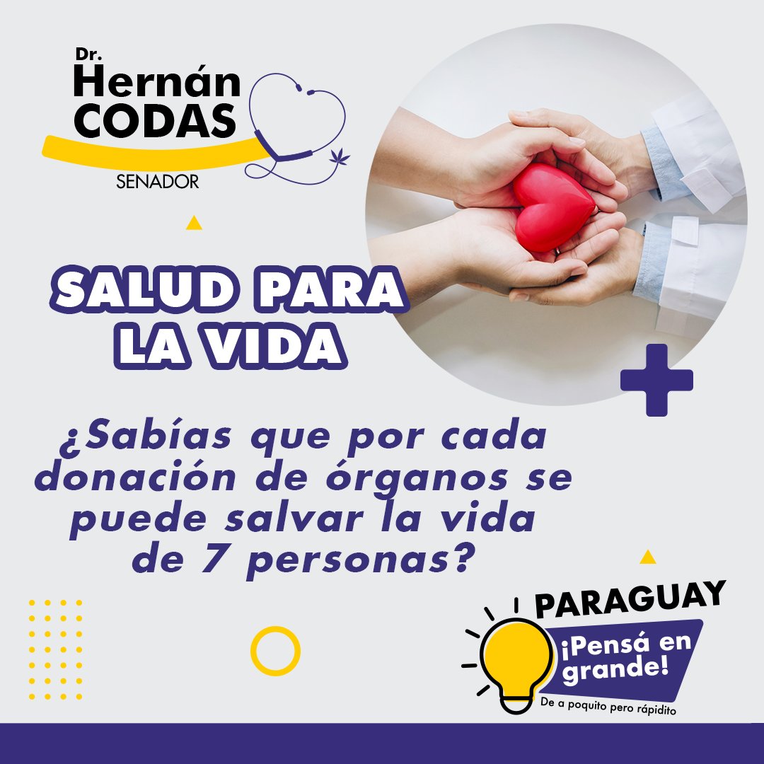 CodasHernan's tweet photo. Con la donación de órganos de una sola persona se pueden salvar la vida de otras 7 personas. ❤️‍🩹

Tomar la decisión de ser donante es un acto de valentía y amor. 🫂 
#SaludParaLaVida #CodasSenador https://t.co/t4Ll43MJHw