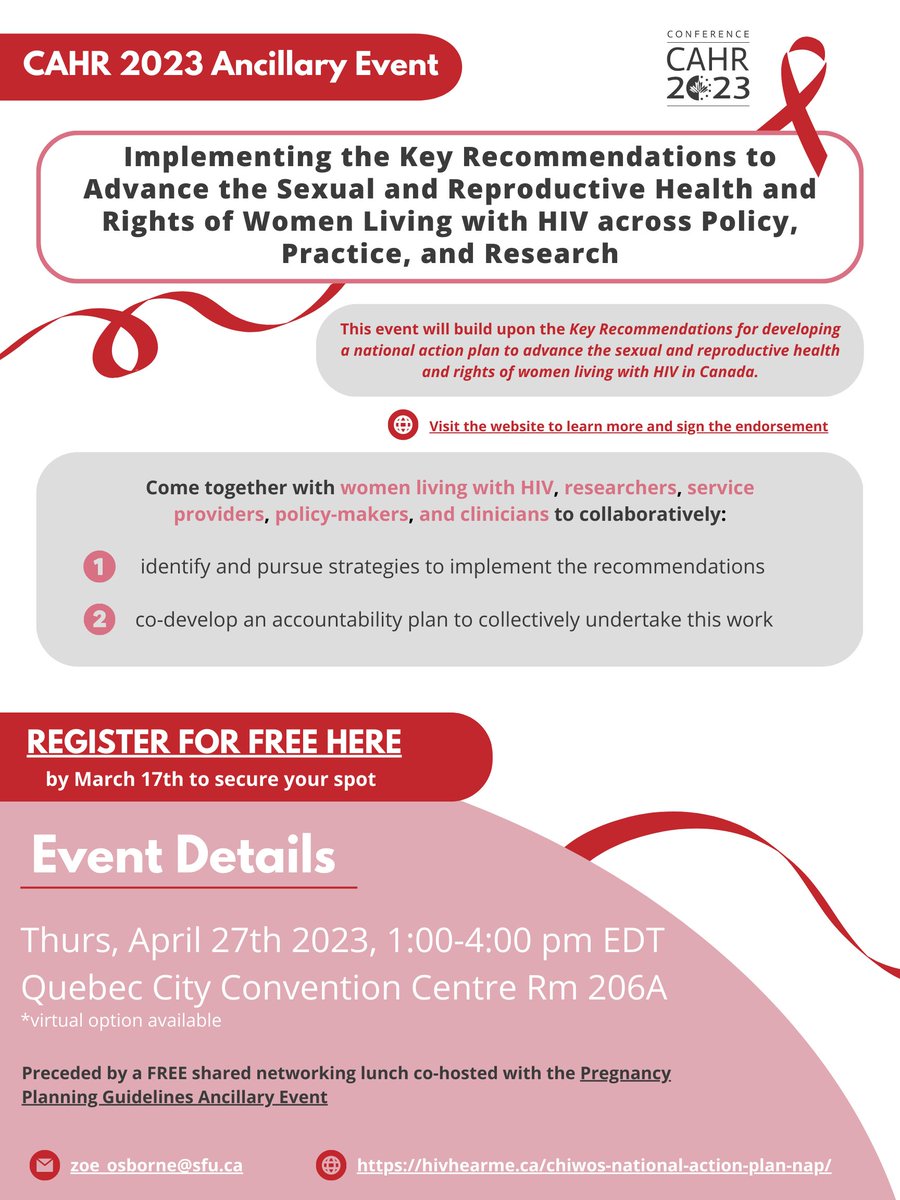 CHIWOSresearch's tweet photo. Calling #CAHR2023 Attendees!! You still have time to register to attend the Ancillary Event to advance the sexual and reproductive health and rights of #WomenLivingwithHIV 

Sign up here: https://t.co/4gVmvp7XRF https://t.co/uFpIuUtSUy