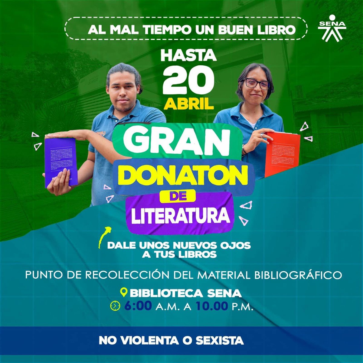 johanasmedina's tweet photo. #BienestarAlAprendiz
Participa de nuestra Gran Donatón de Literatura hasta el próximo 20 de abril, en el marco de la conmemoración del #DíaDelLibro y fomentemos juntos el habito de la lectura. https://t.co/gjBevASj50