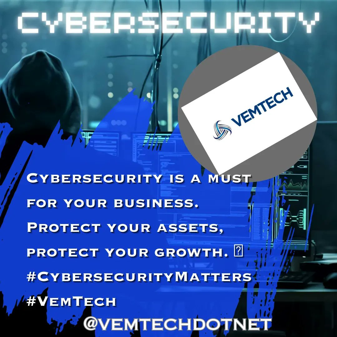Cybersecurity is a must for your business. Protect your assets, protect your growth. 🔒 #CybersecurityMatters #VemTech #MartinsburgWV #BerkeleyCountyWV #jeffersoncountywv #hagerstownmd #frederickmd #loudouncountyva #winchesterva